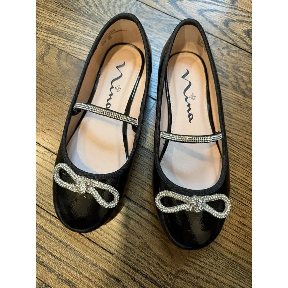 Nina Kendalla Ballet Flat Black Patent Leather Girls Sz 2 $50